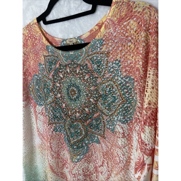 Reba Women's Spring Bloom Blouse Sequins Multicolor Size XL NEW - Picture 3 of 10